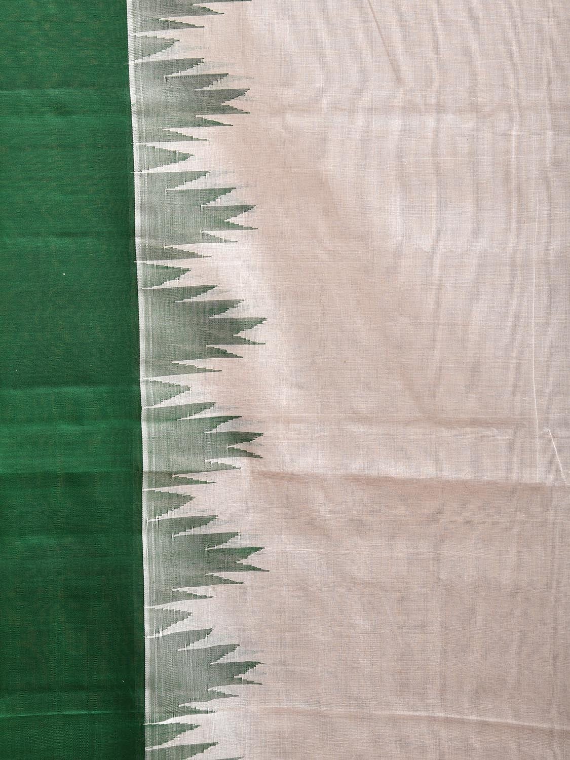 White Khadi Cotton Handloom Saree with Ganga-Jamuna Big Temple Border kh0684