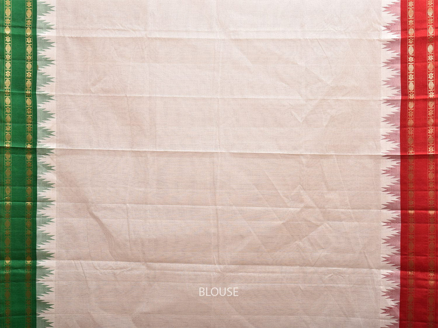 White Khadi Cotton Handloom Saree with Ganga-Jamuna Big Temple Border kh0686