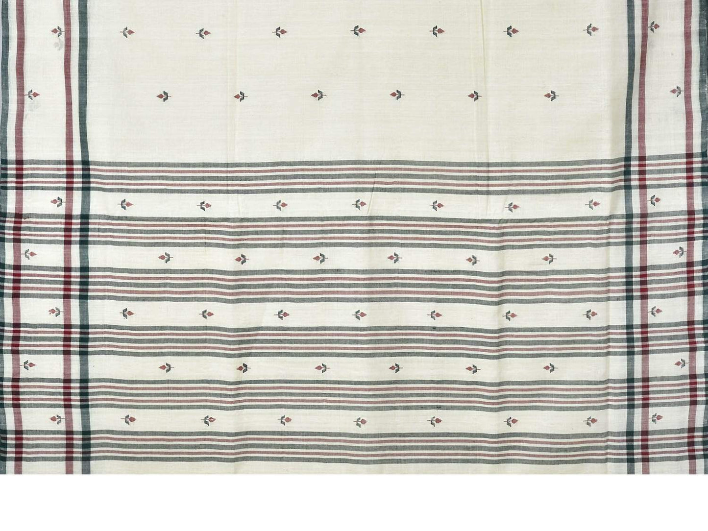 White Khadi Cotton Handloom Saree with Jamdani Buta Design Kh0444
