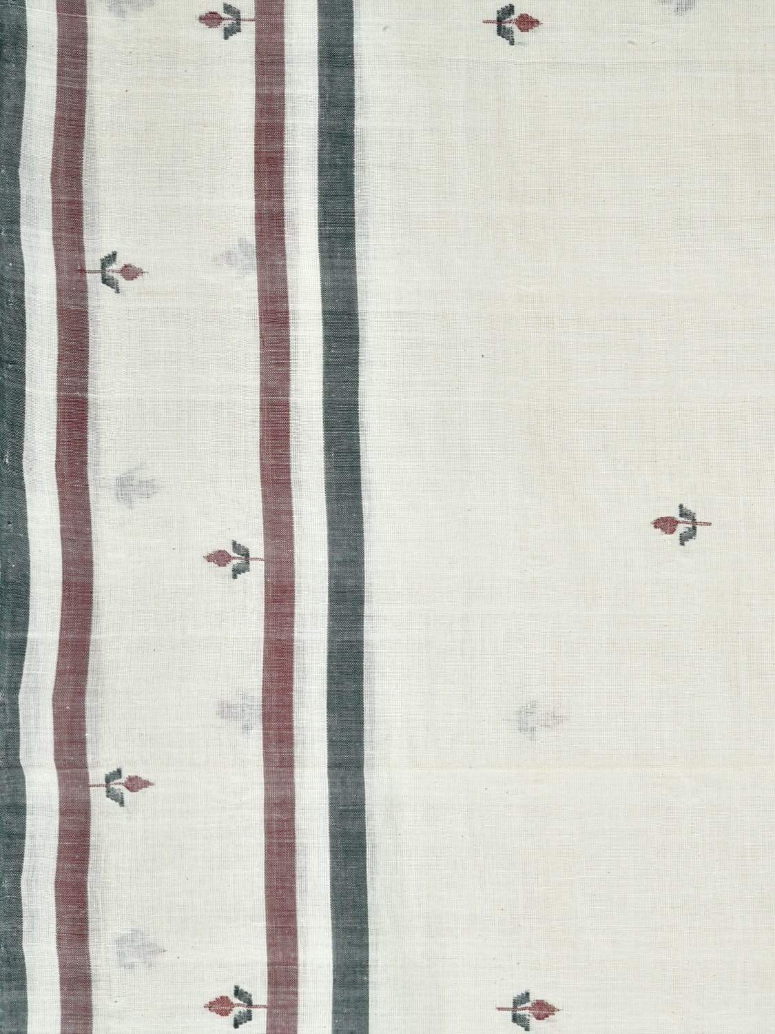 White Khadi Cotton Handloom Saree with Jamdani Buta Design Kh0444