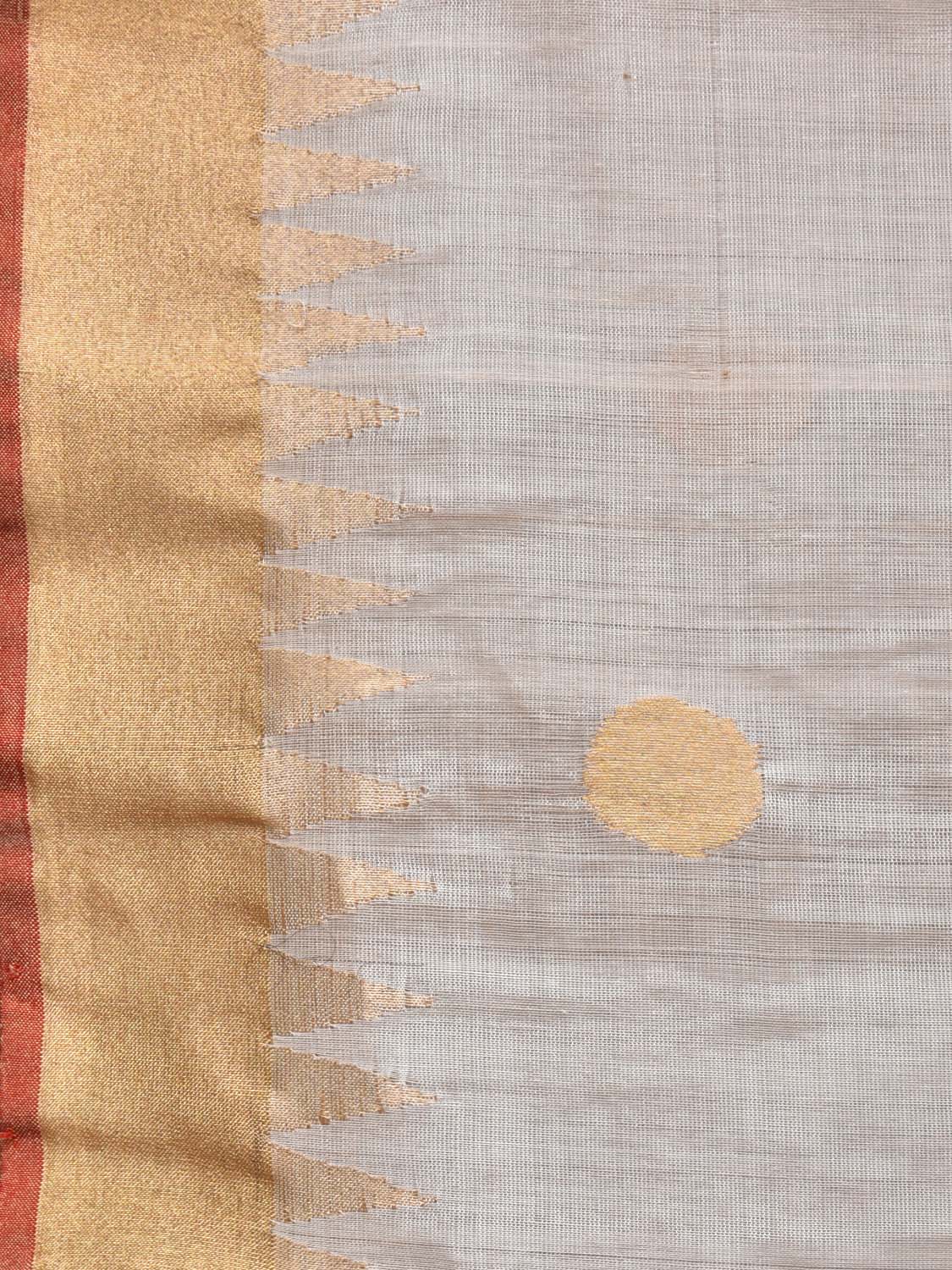 White Khadi Cotton Handloom Saree with Lotus Flower Pallu Design kh0630
