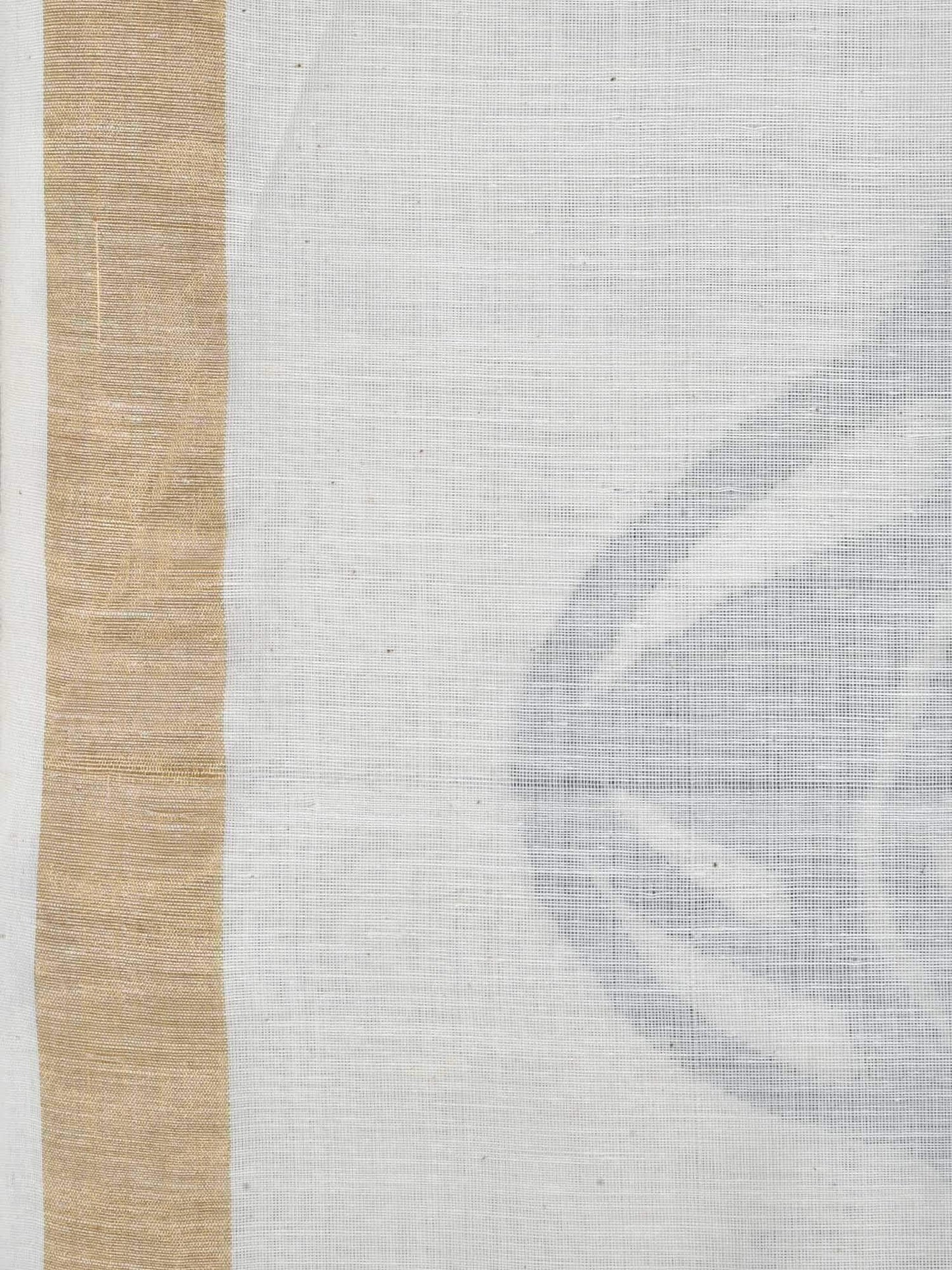 White Khadi Cotton Handloom Saree with Pallu Design kh0323