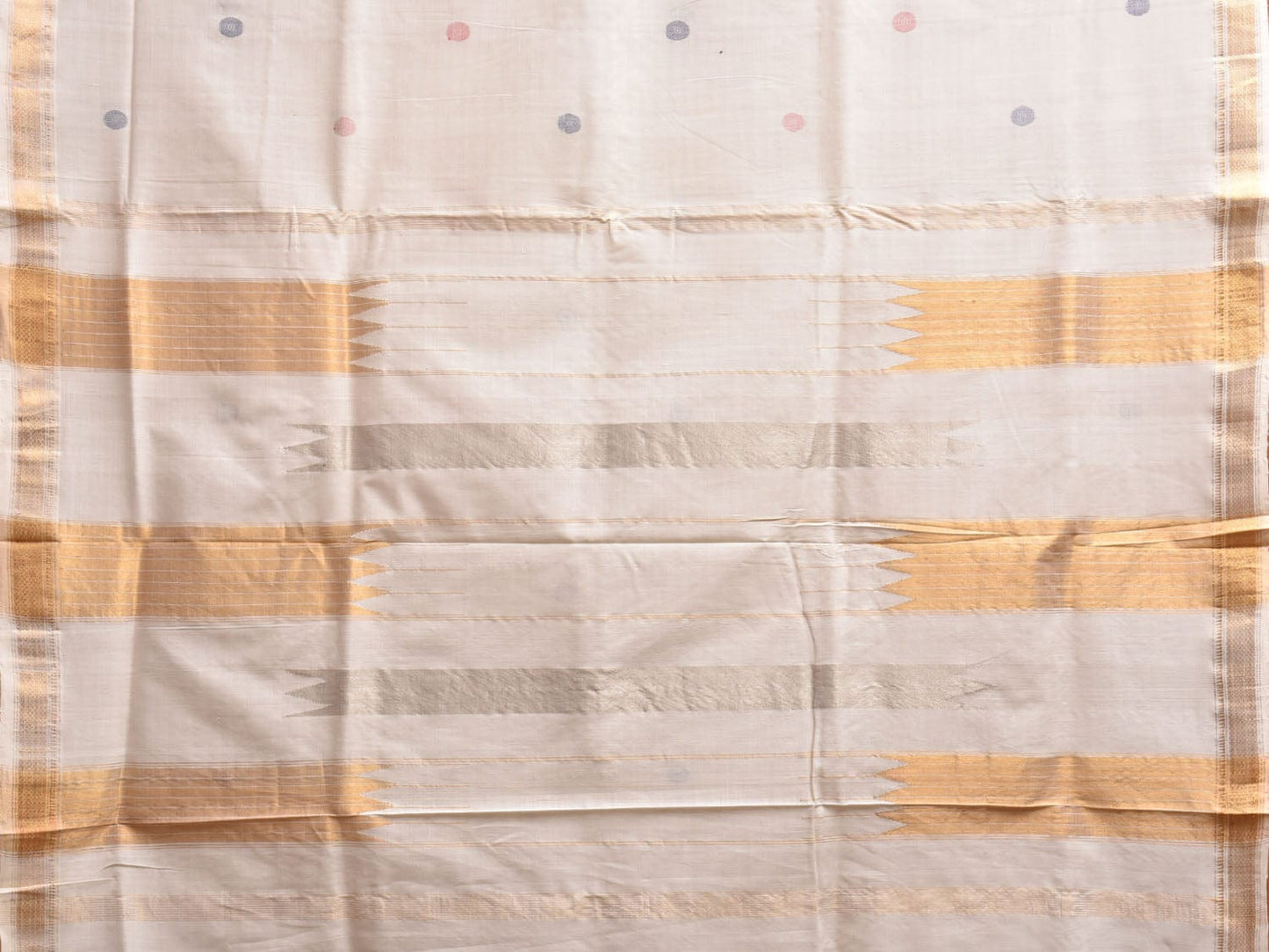 White Khadi Cotton Handloom Saree with Rudraksh Buta Design kh0711
