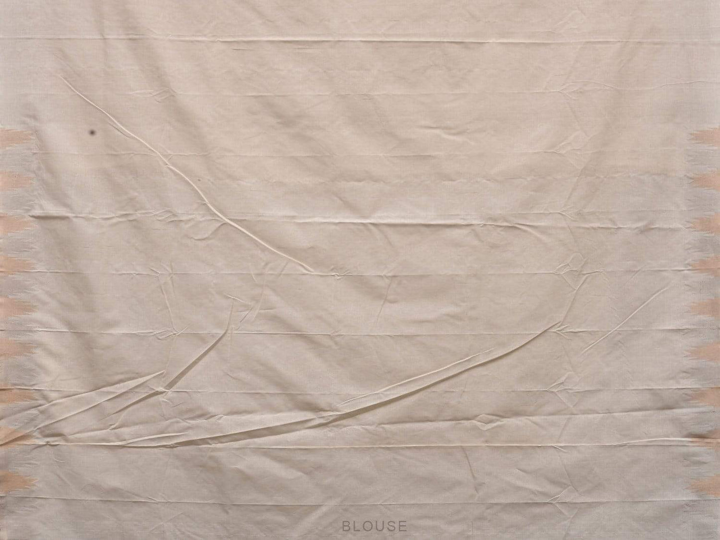White Khadi Cotton Handloom Saree with Temple Border and Buta Design kh0522