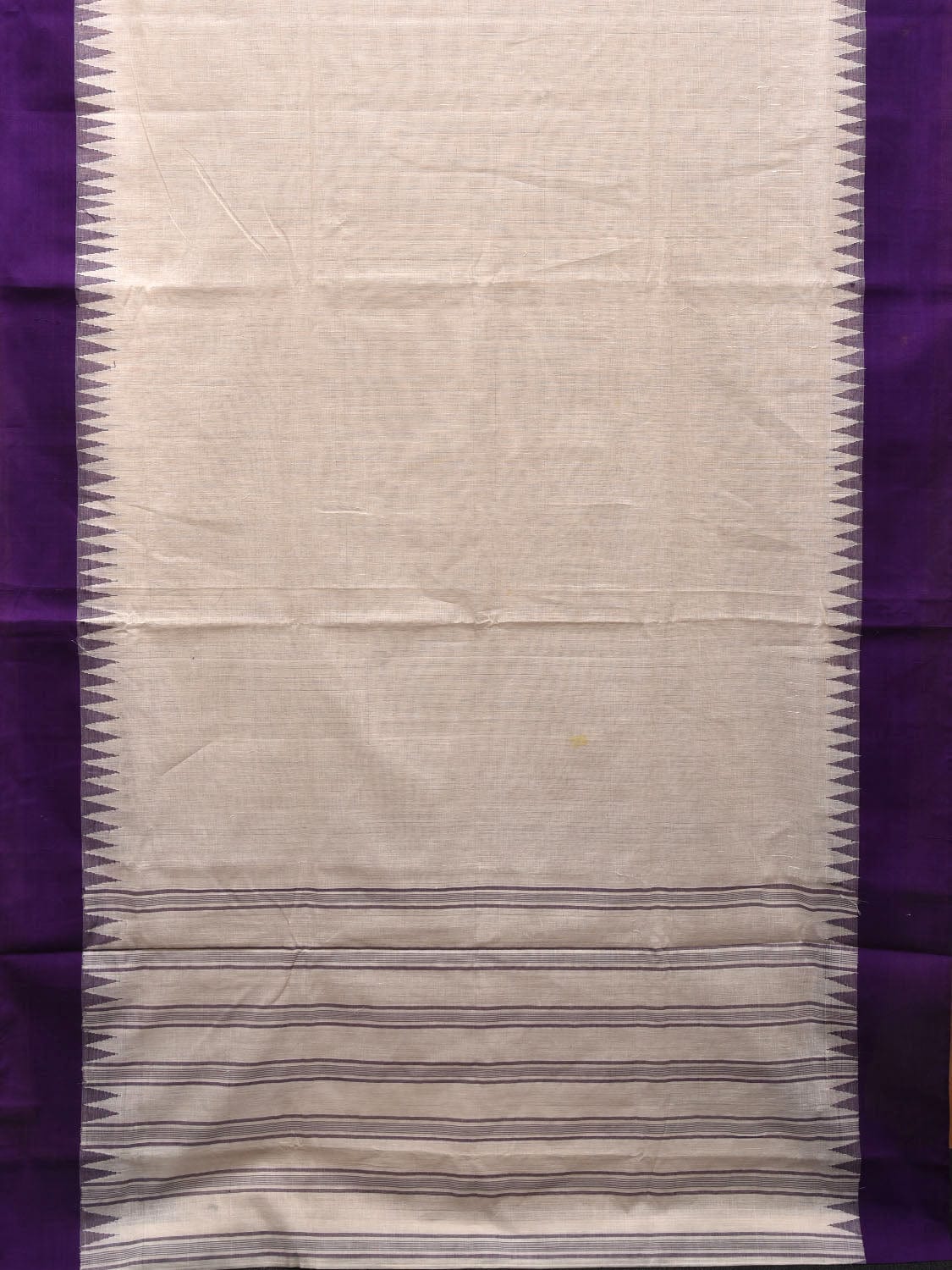 White Khadi Cotton Handloom Saree with Temple Border Design kh0594
