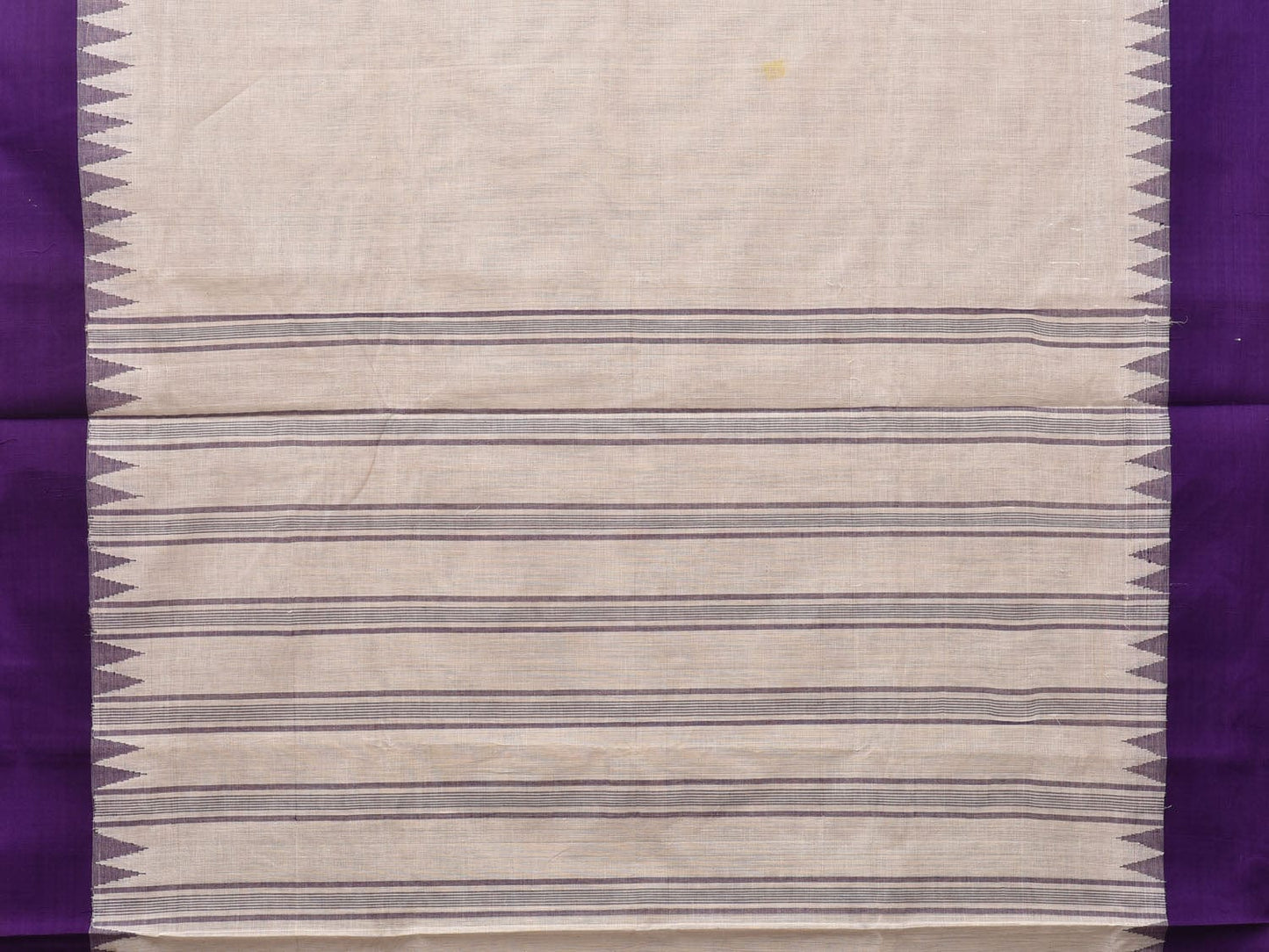 White Khadi Cotton Handloom Saree with Temple Border Design kh0594