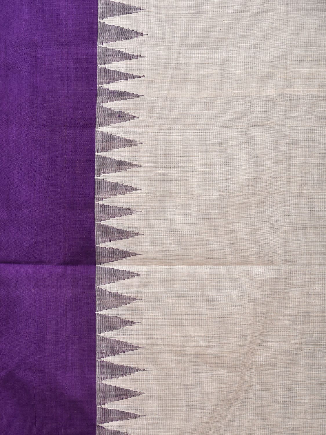 White Khadi Cotton Handloom Saree with Temple Border Design kh0594