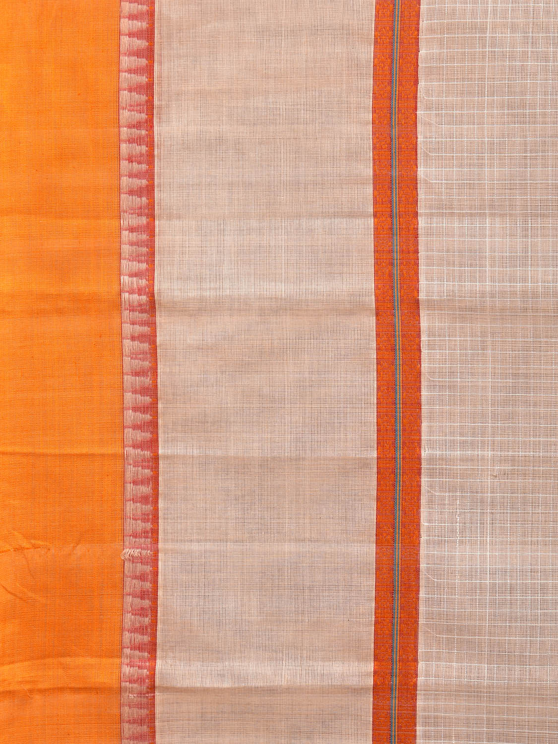 White Narayanpet Cotton Handloom Saree with Checks and Big Border Design No Blouse np0688