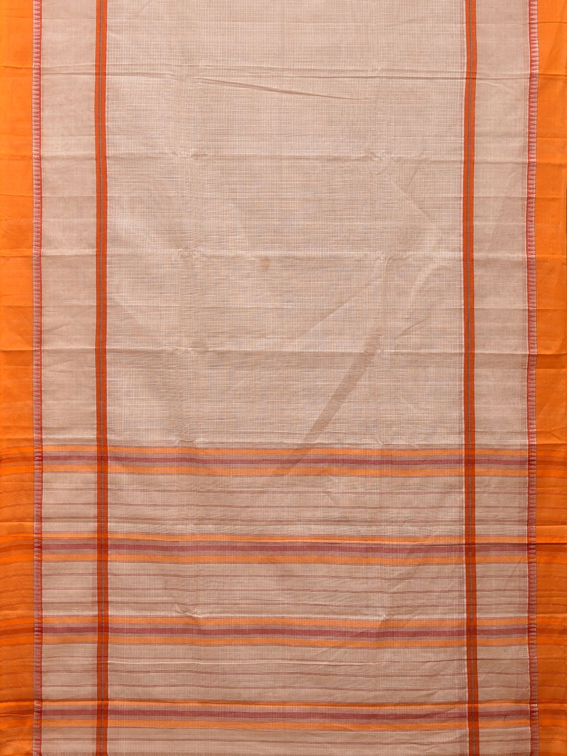 White Narayanpet Cotton Handloom Saree with Checks and Big Border Design No Blouse np0688