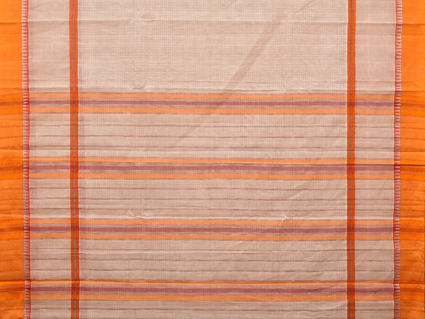 White Narayanpet Cotton Handloom Saree with Checks and Big Border Design No Blouse np0688