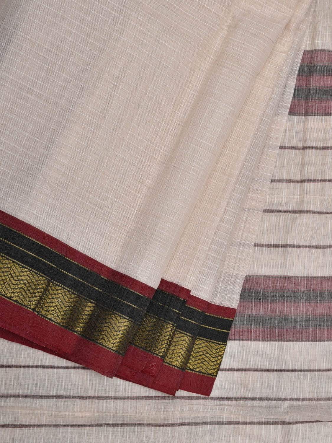 White Narayanpet Cotton Handloom Saree with Checks Design No Blouse np0471