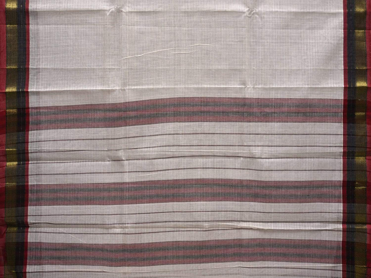 White Narayanpet Cotton Handloom Saree with Checks Design No Blouse np0471
