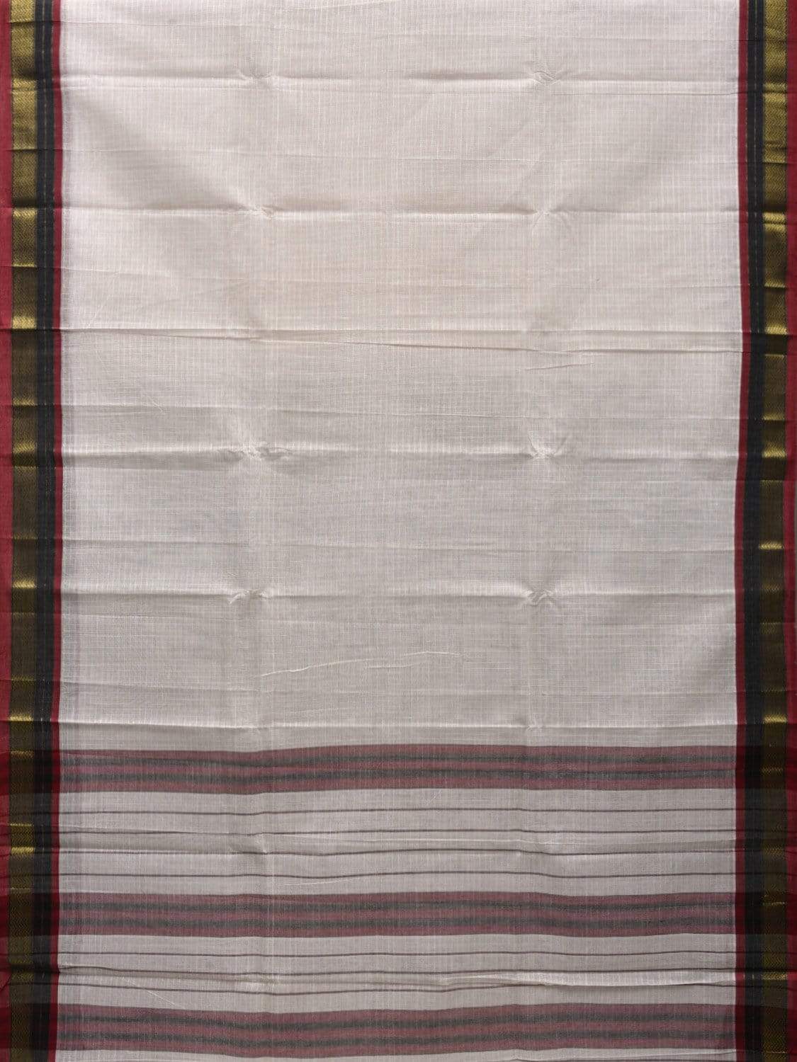 White Narayanpet Cotton Handloom Saree with Checks Design No Blouse np0471