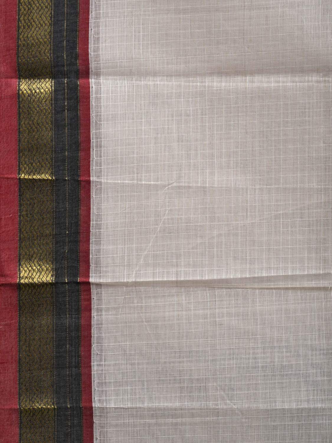 White Narayanpet Cotton Handloom Saree with Checks Design No Blouse np0471