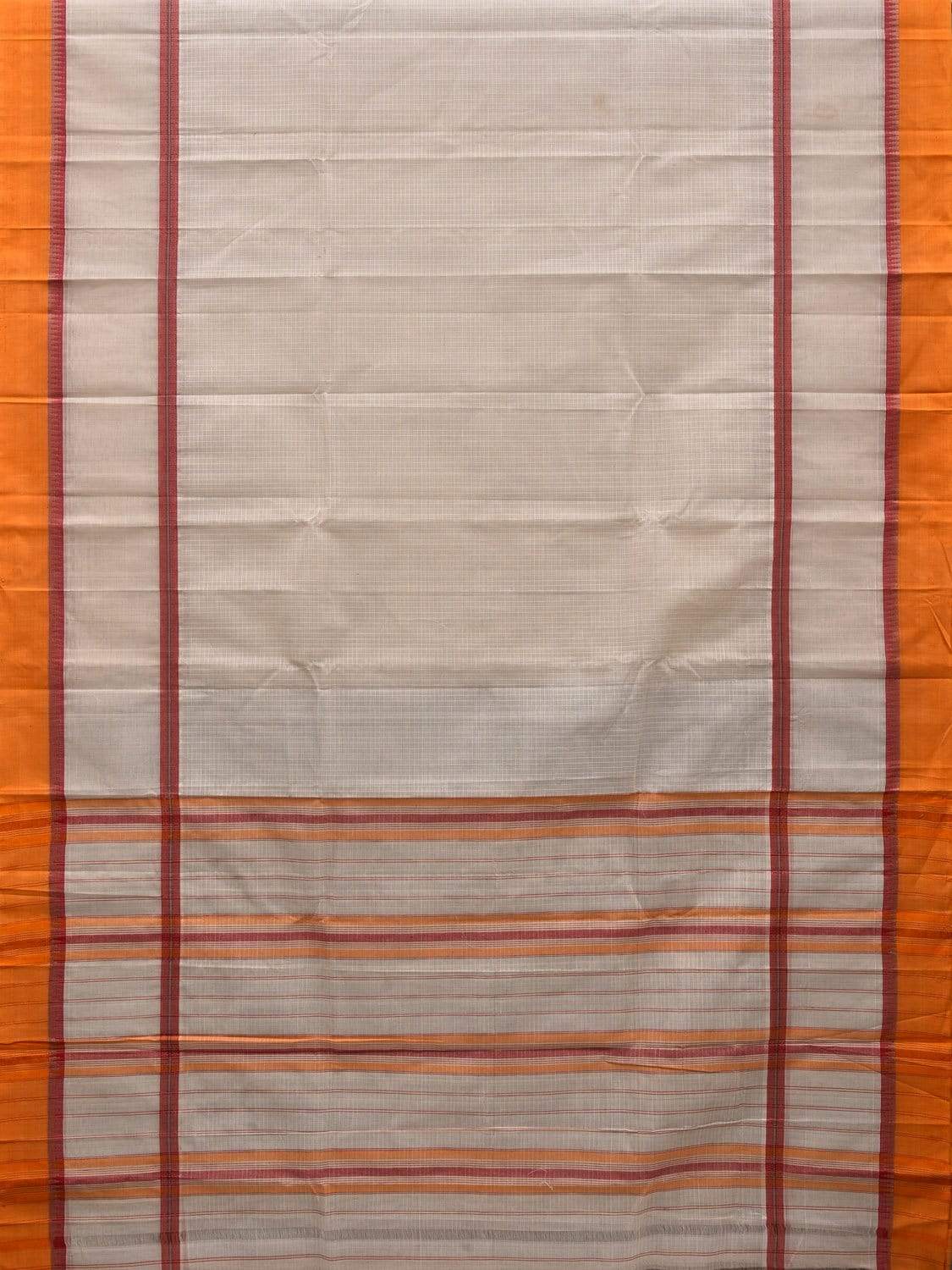 White Narayanpet Cotton Handloom Saree with Checks Design No Blouse np0477
