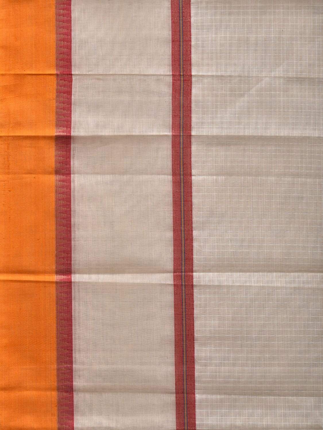 White Narayanpet Cotton Handloom Saree with Checks Design No Blouse np0477