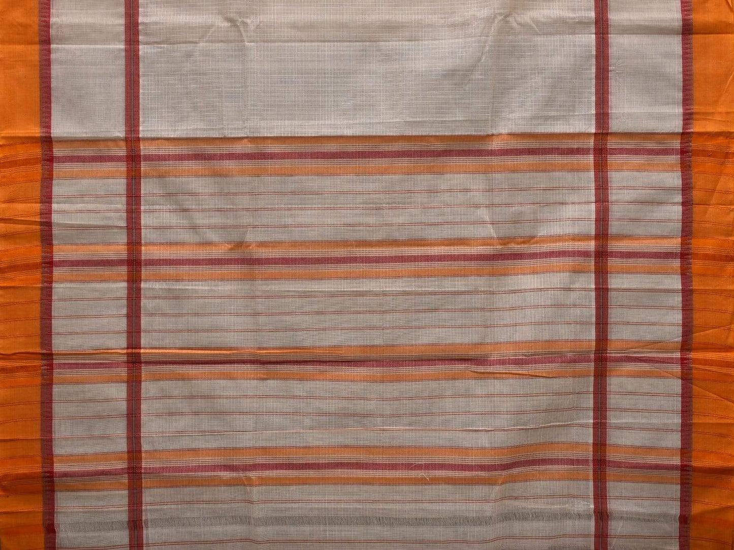 White Narayanpet Cotton Handloom Saree with Checks Design No Blouse np0477