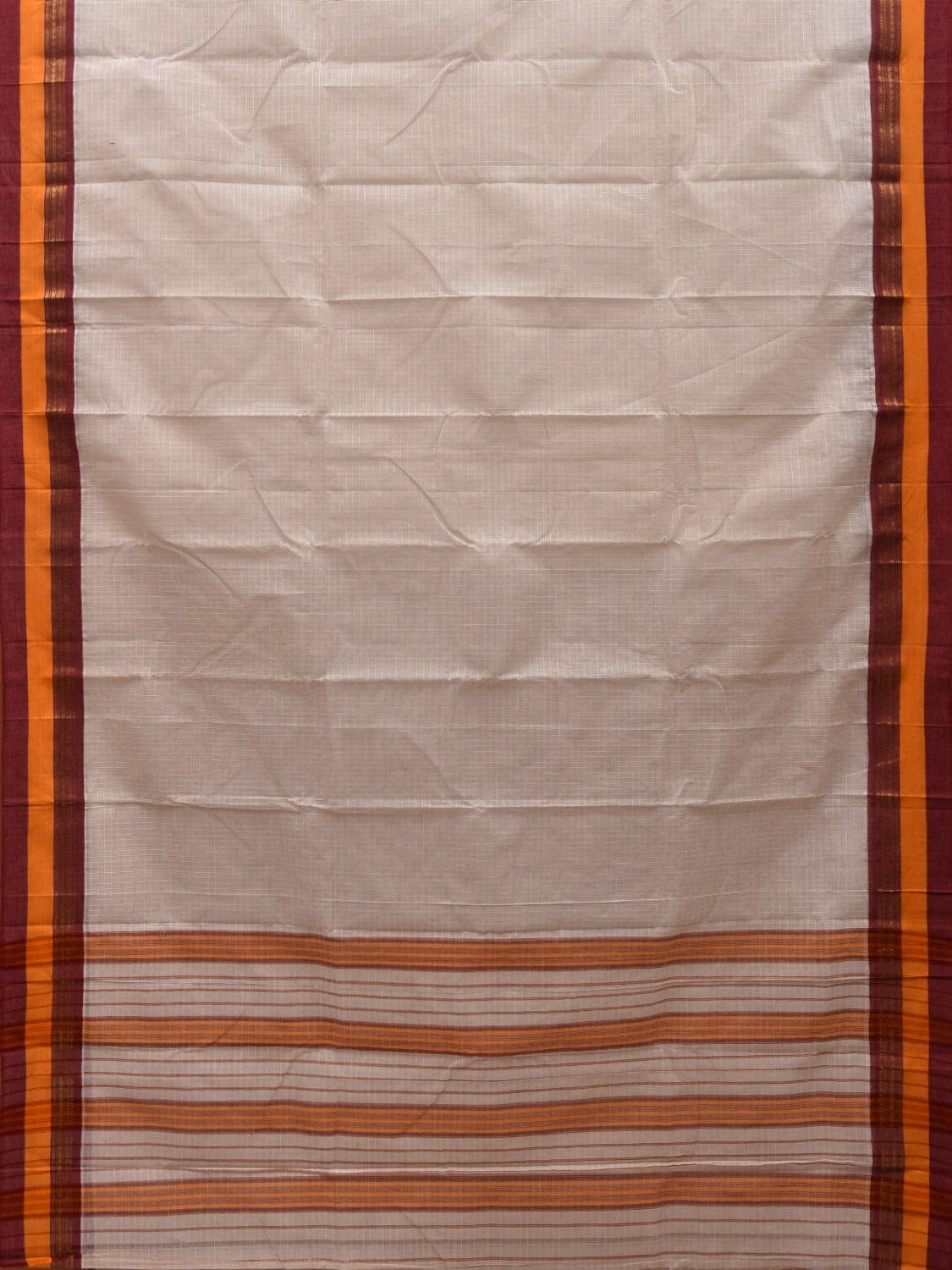 White Narayanpet Cotton Handloom Saree with Checks Design No Blouse np0544