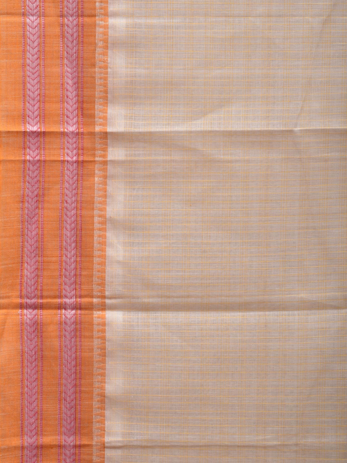 White Narayanpet Cotton Handloom Saree with Checks Design No Blouse np0590
