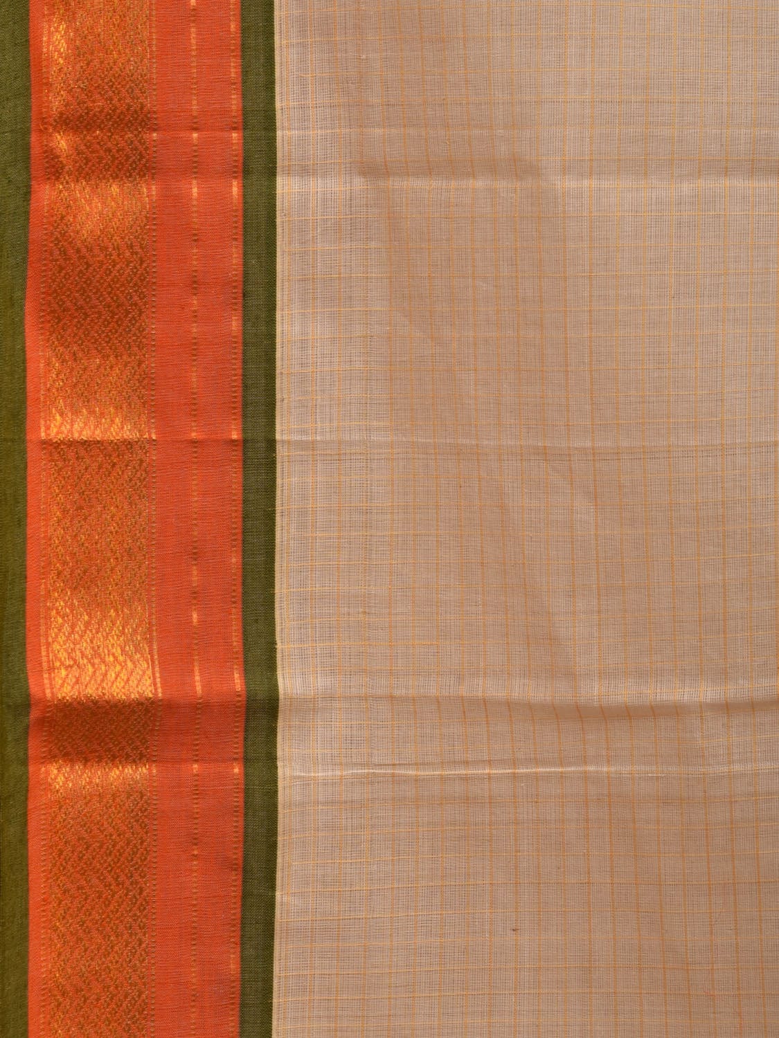 White Narayanpet Cotton Handloom Saree with Checks Design No Blouse np0636