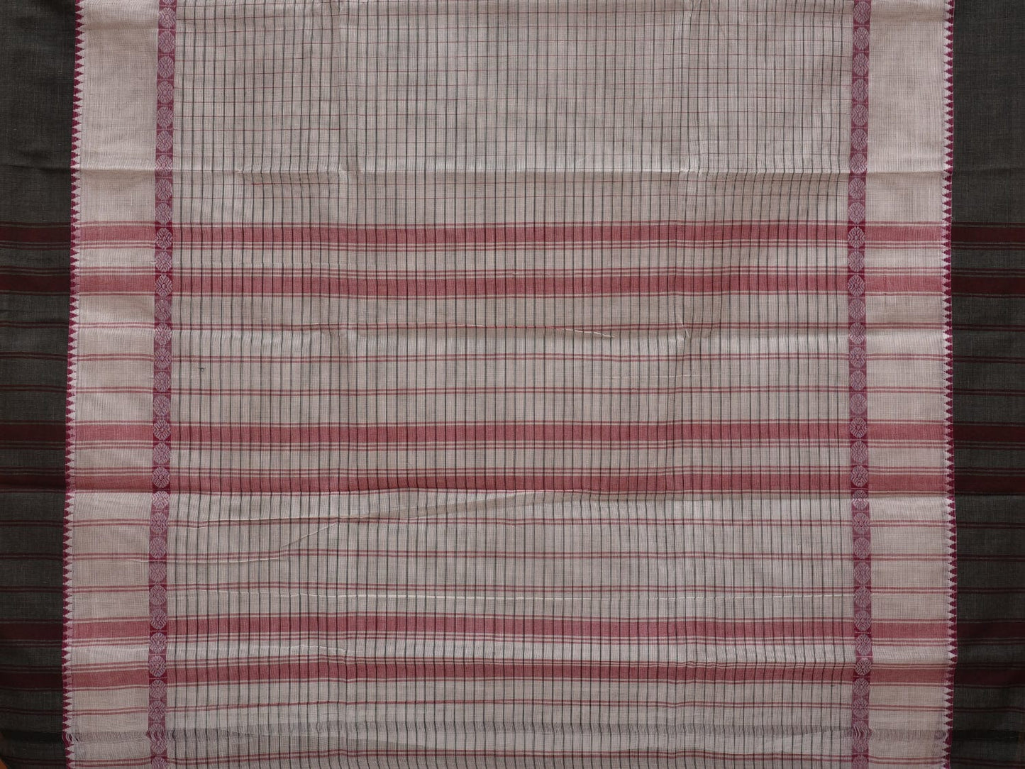 White Narayanpet Cotton Handloom Saree with Checks Design No Blouse np0638
