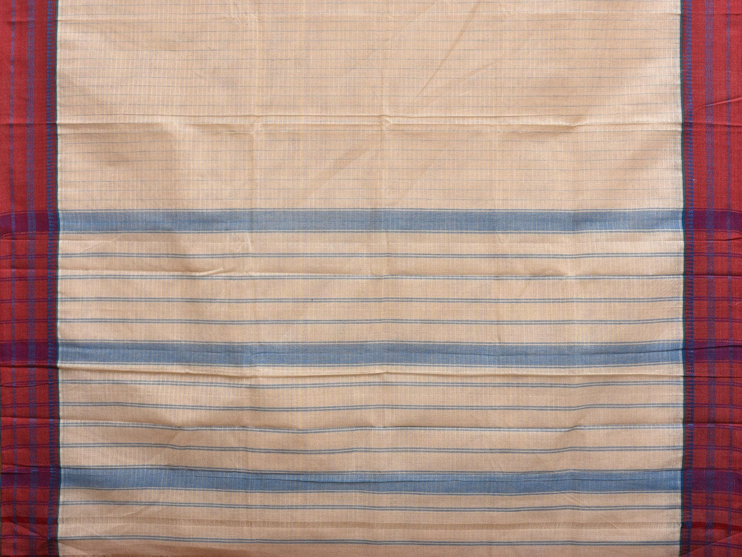 White Narayanpet Cotton Handloom Saree with Checks Design No Blouse np0866