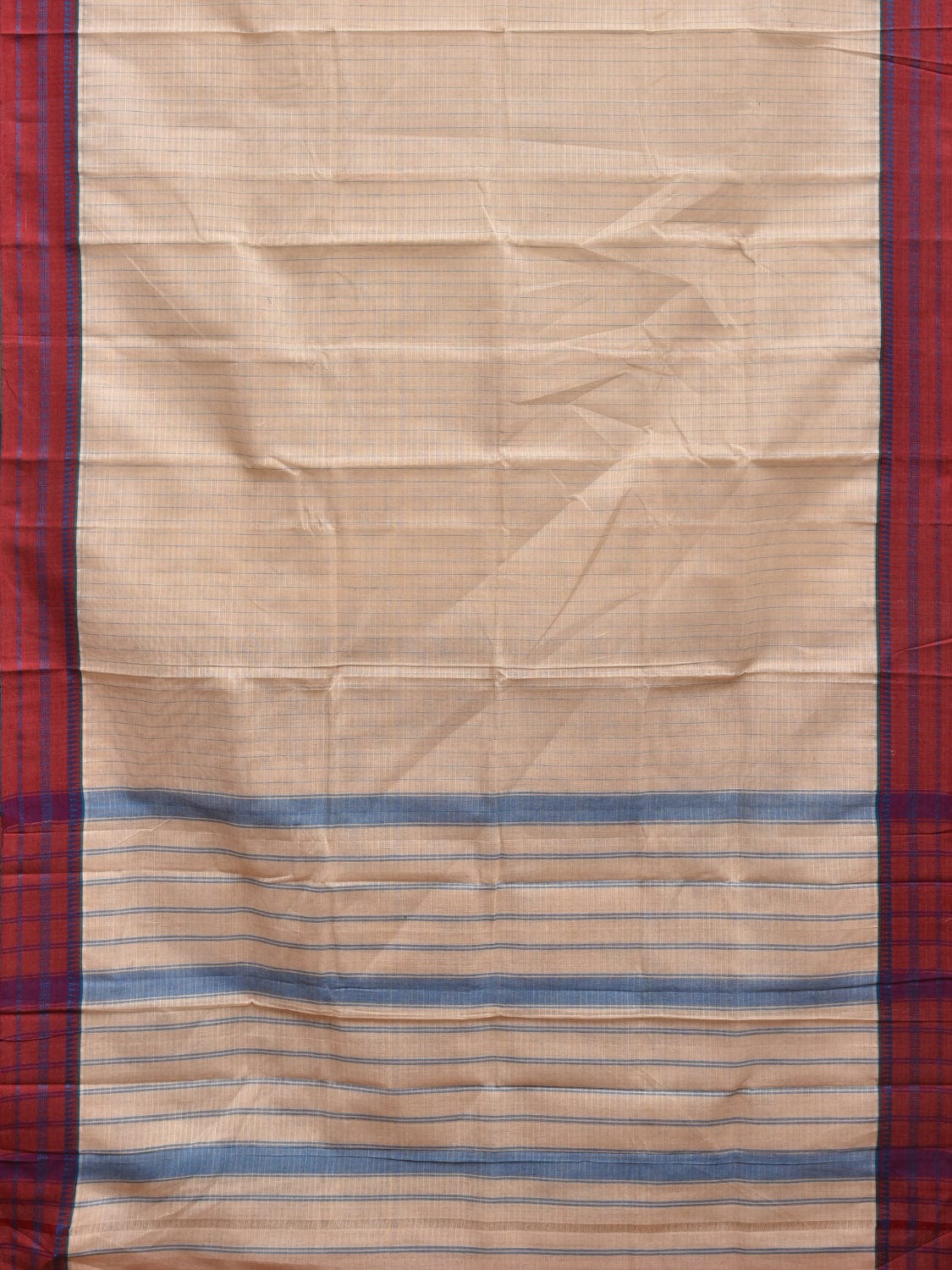 White Narayanpet Cotton Handloom Saree with Checks Design No Blouse np0866