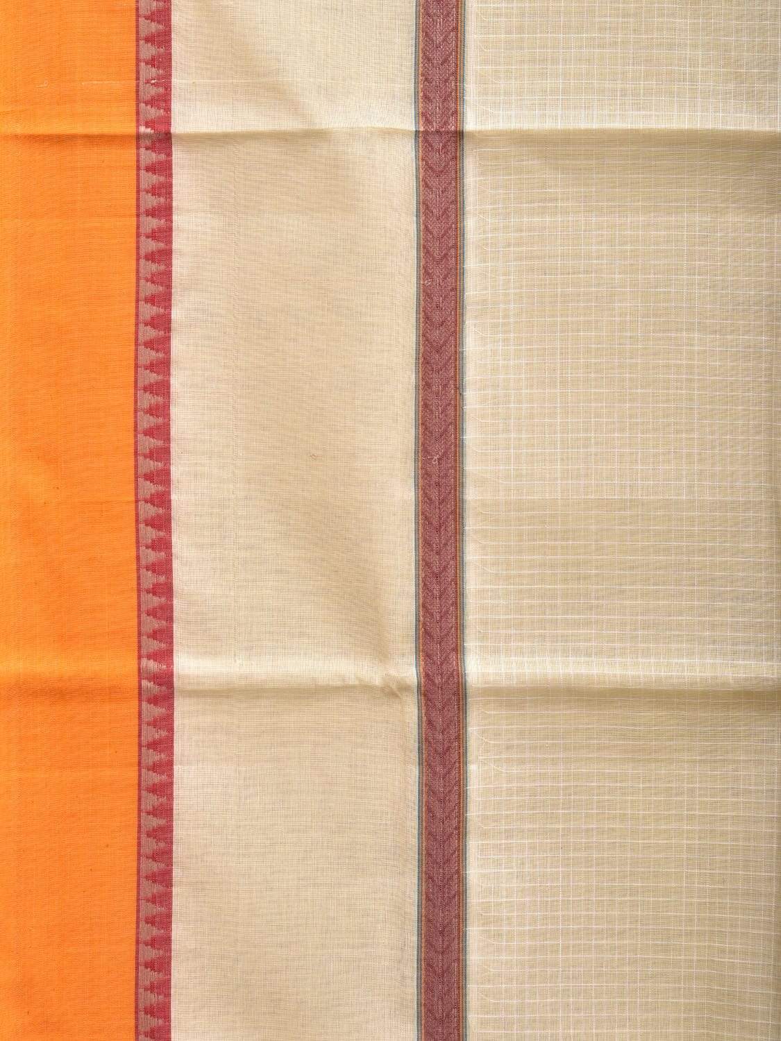 White Narayanpet Cotton Handloom Saree with Checks Design np0453