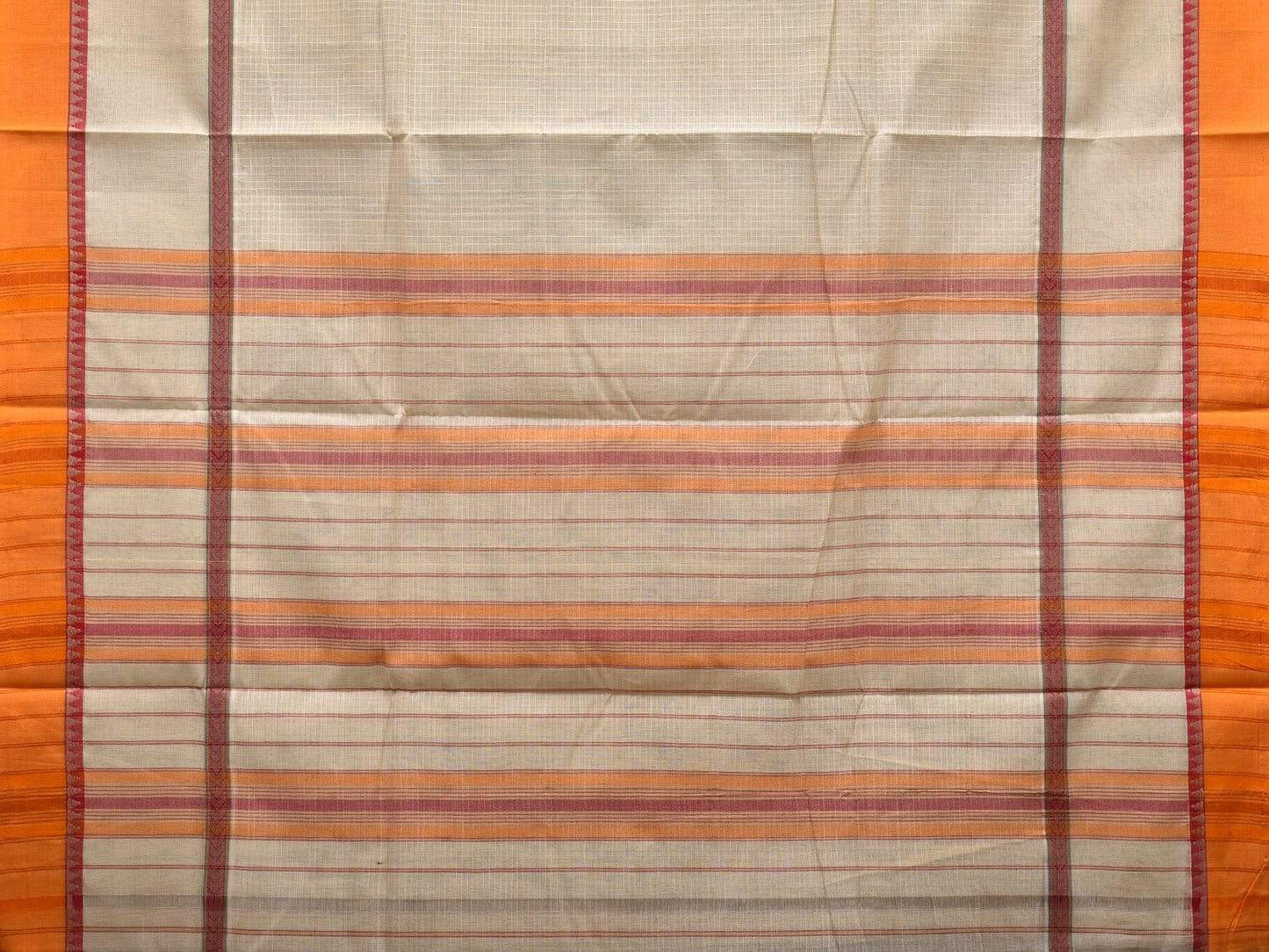 White Narayanpet Cotton Handloom Saree with Checks Design np0453