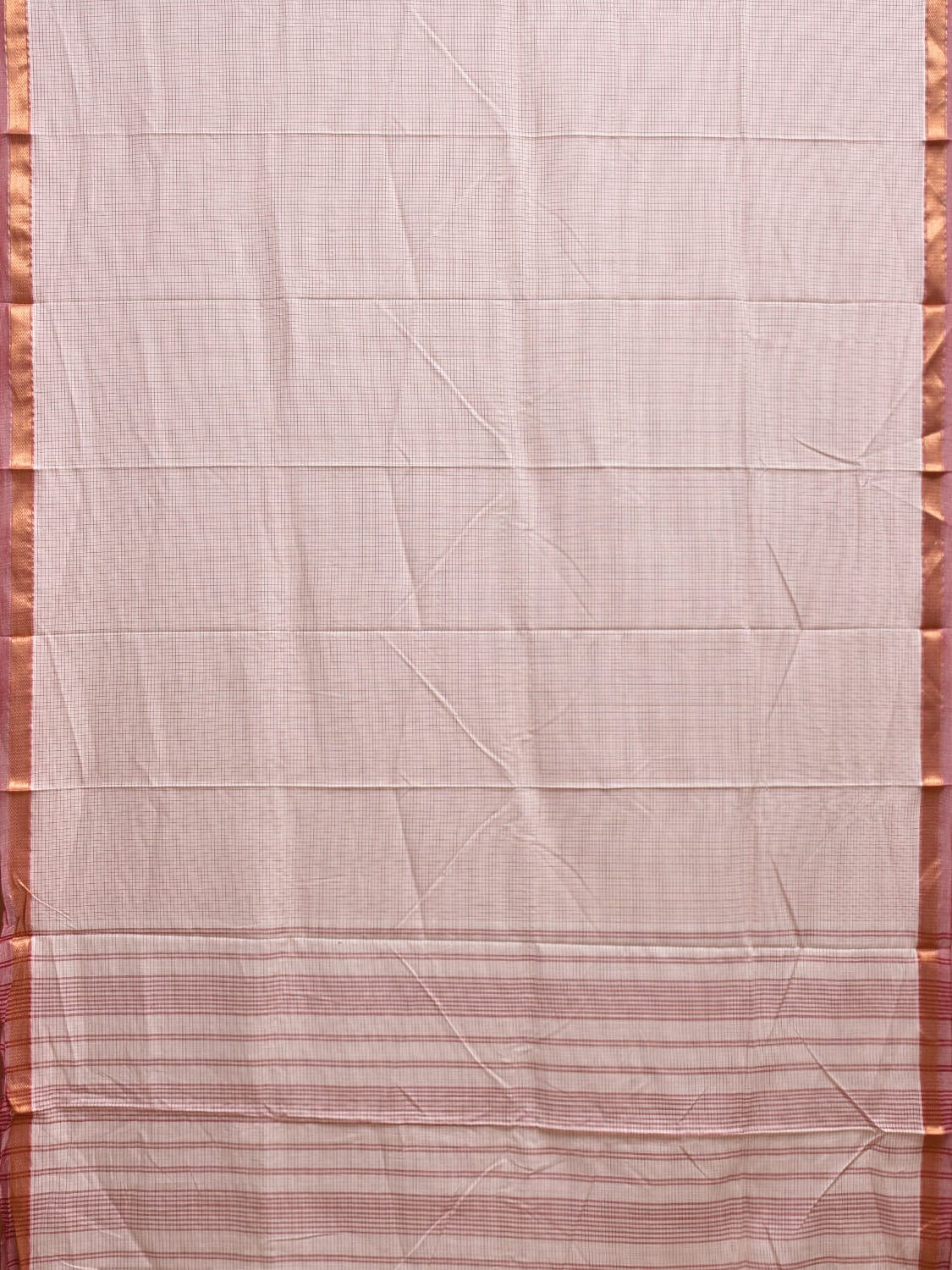 White Narayanpet Cotton Handloom Saree with Checks Design np1120