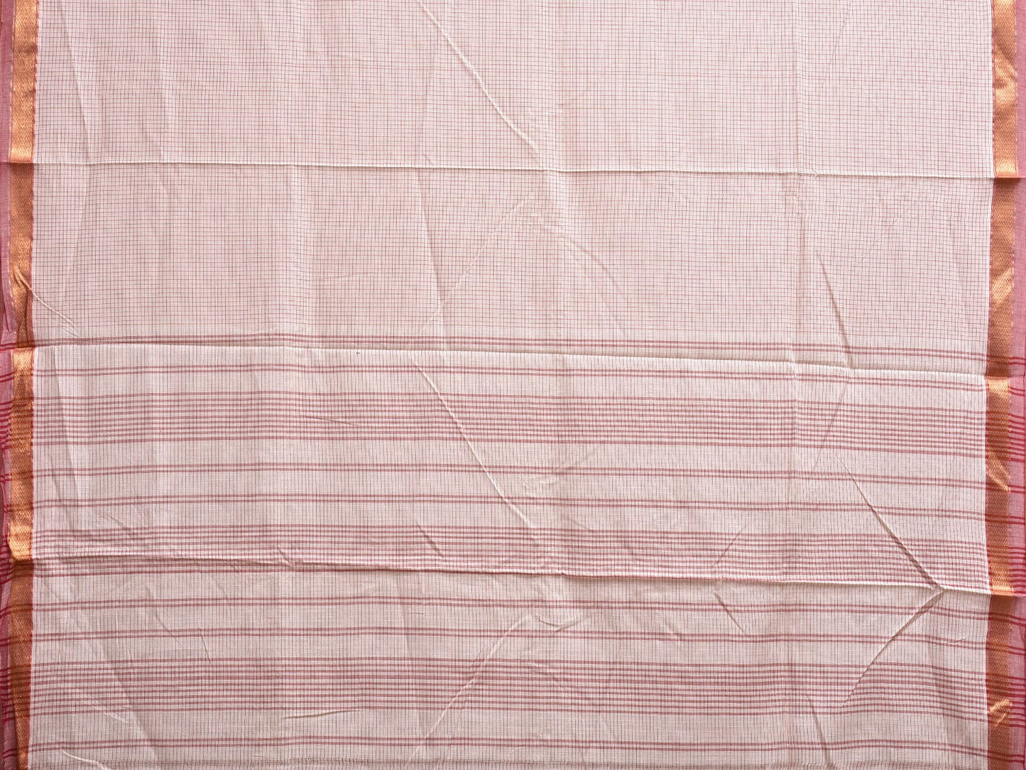 White Narayanpet Cotton Handloom Saree with Checks Design np1120