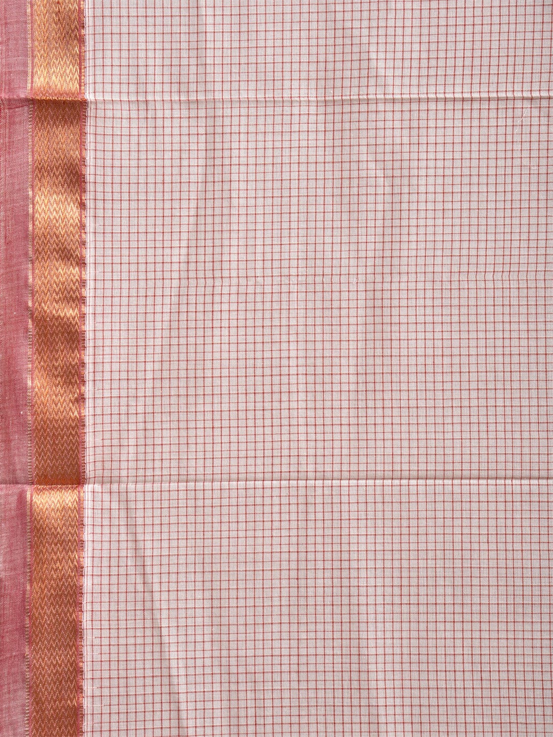 White Narayanpet Cotton Handloom Saree with Checks Design np1120
