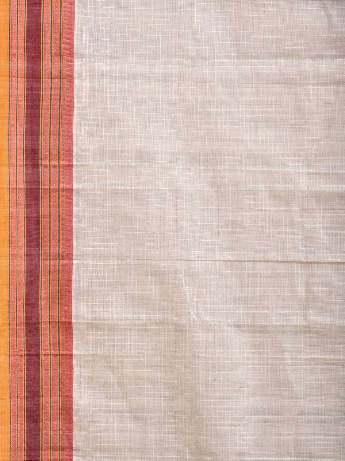 White Narayanpet Cotton Handloom Saree with Checks No Blouse np1105