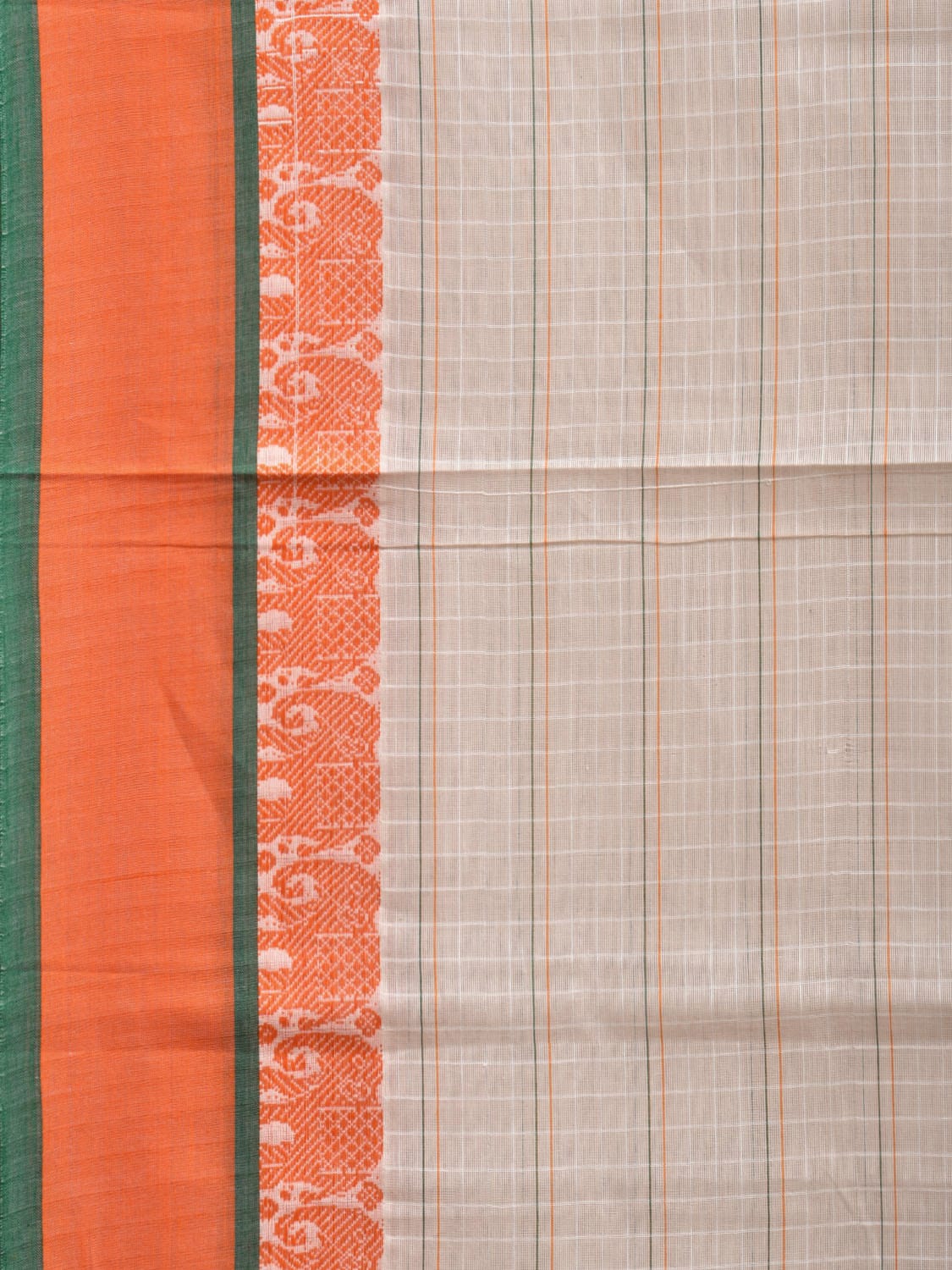 White Narayanpet Cotton Handloom Saree with Elephant Border Design No Blouse np0853