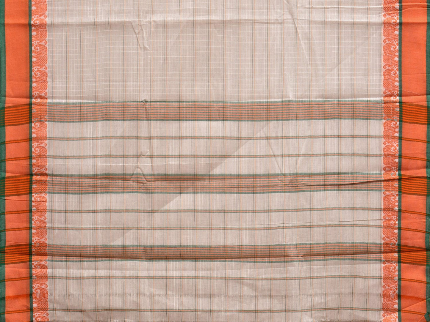 White Narayanpet Cotton Handloom Saree with Elephant Border Design No Blouse np0853