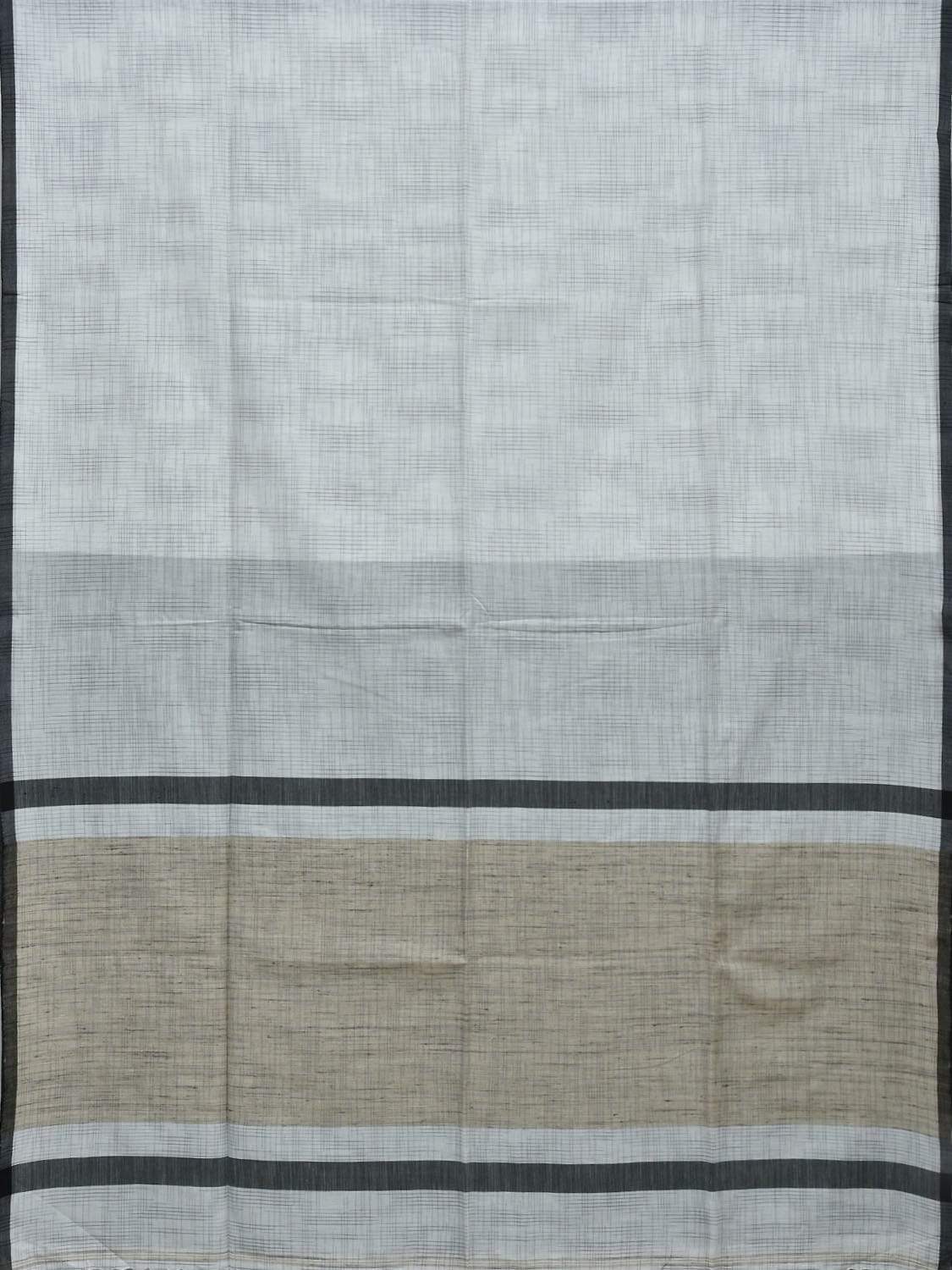 White Organic Cotton Handloom Saree with Strips Design o0263