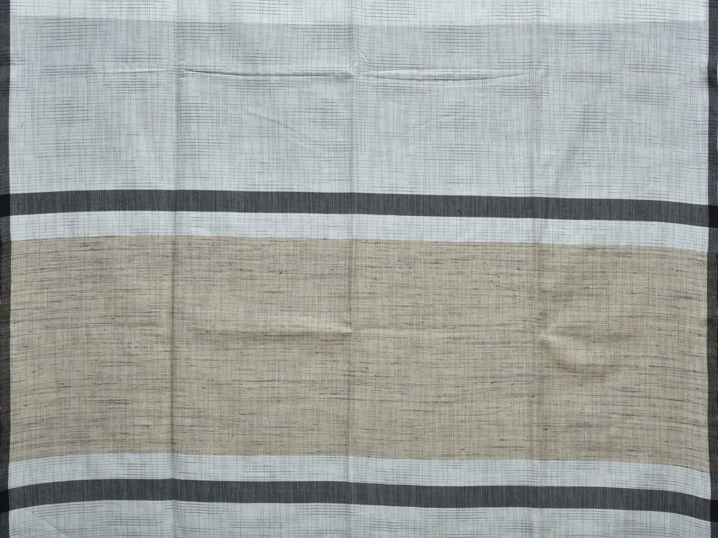 White Organic Cotton Handloom Saree with Strips Design o0263