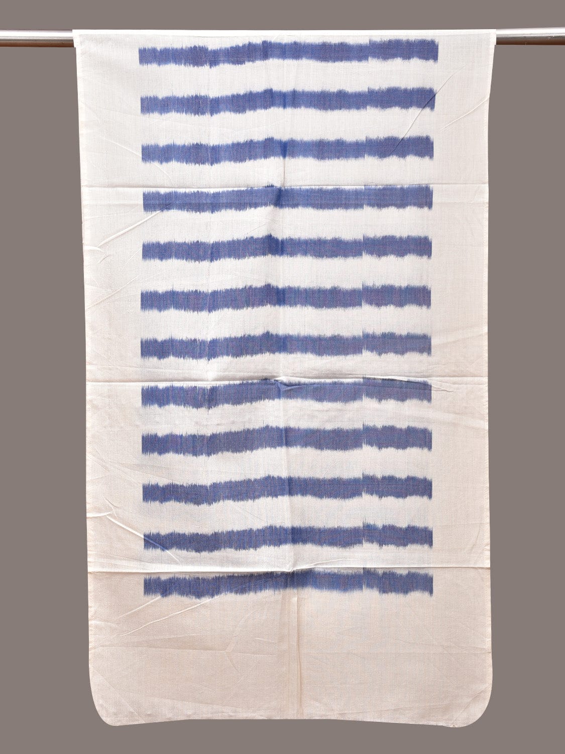 White Pochamaplly Ikat Cotton Handloom Stole with Strips Design ds3367