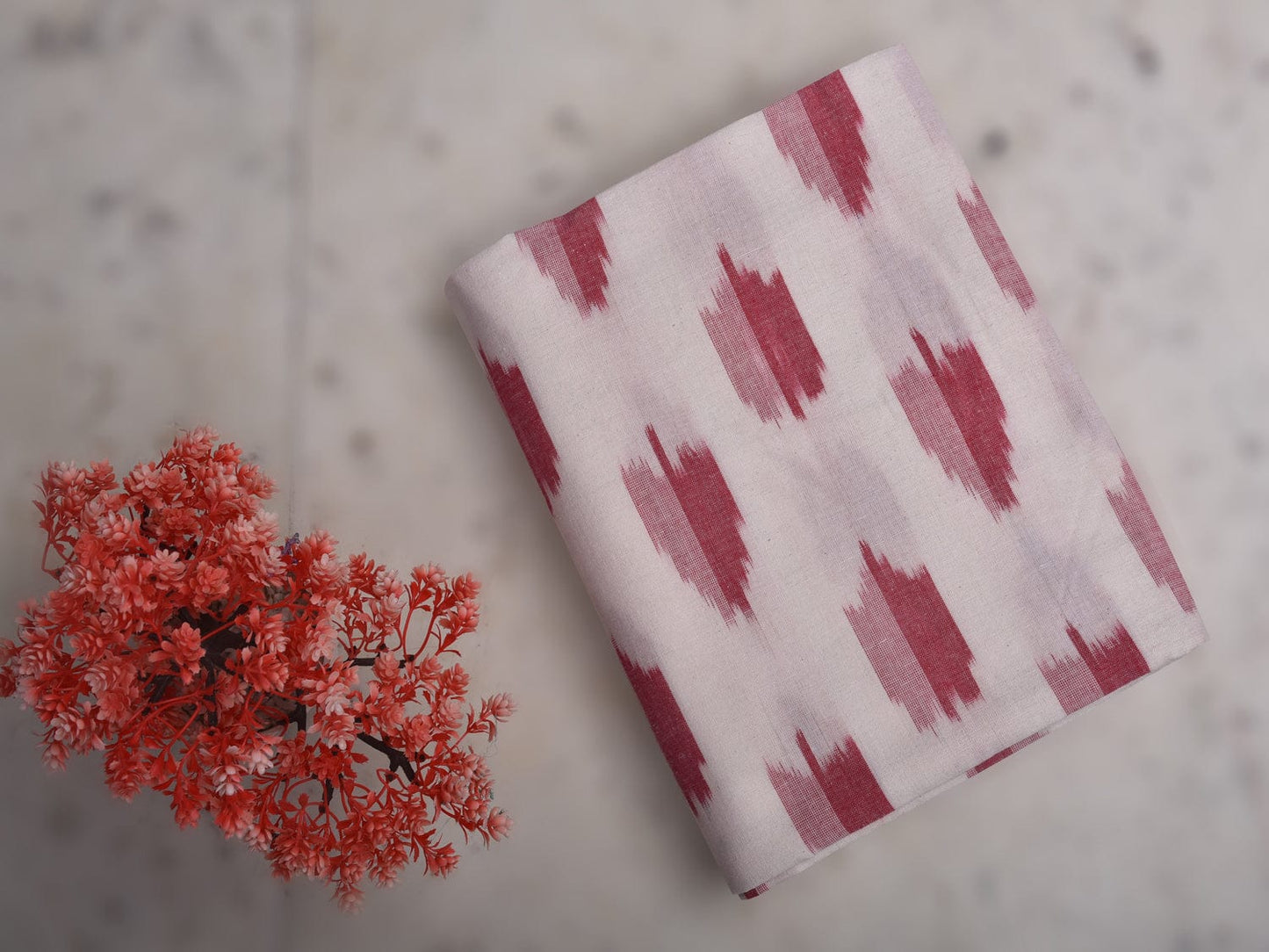White Pochampally Ikat Cotton Handloom Bedsheet with Body Buta Design 90 x 108 Inches bd0052