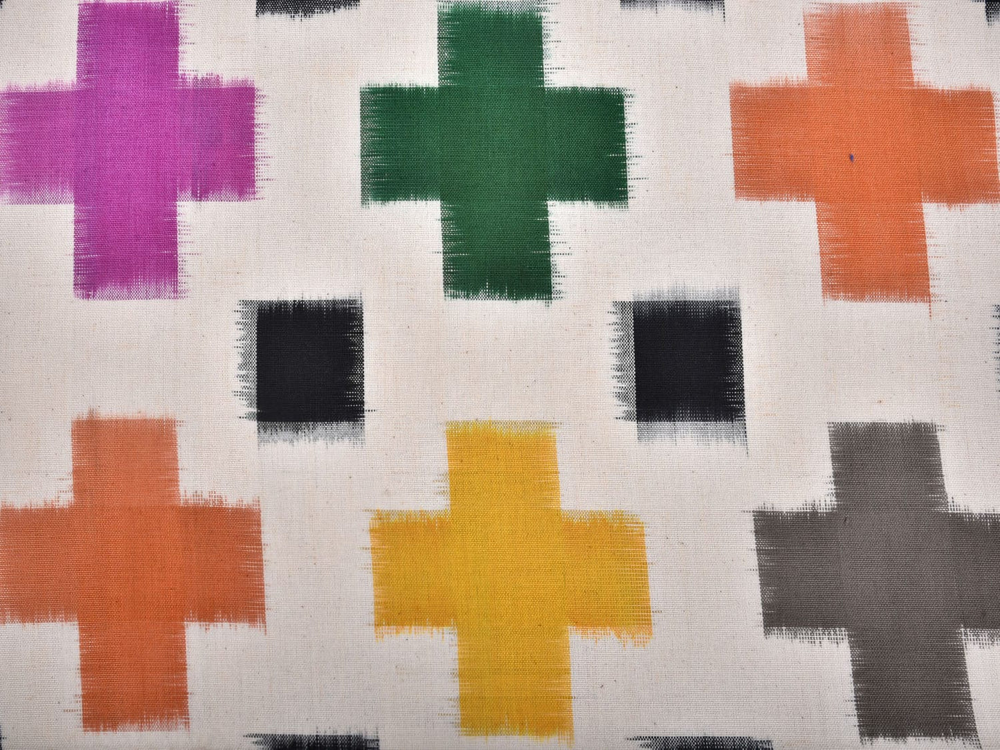 White Pochampally Ikat Cotton Handloom Bedsheet with Plus Buta Design 90 x 108 Inches No Pillow Covers bd0065