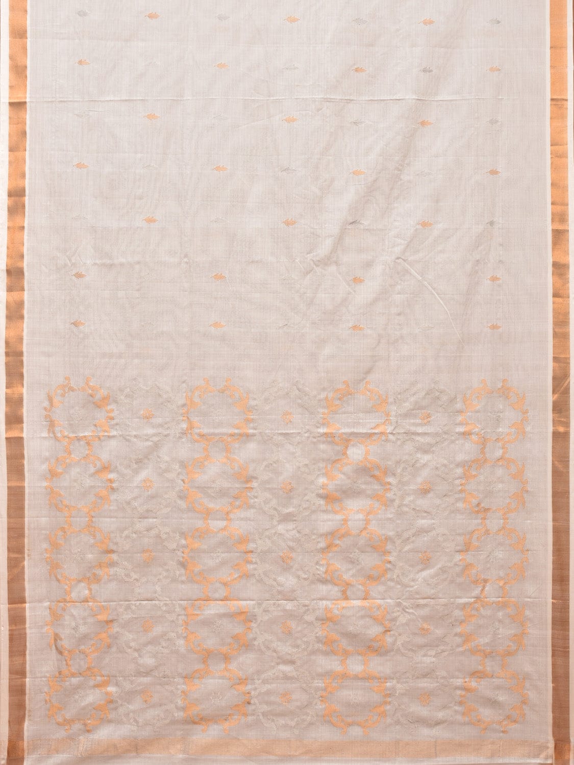 White Uppada Cotton Handloom Saree with Grill Pallu Design u2041