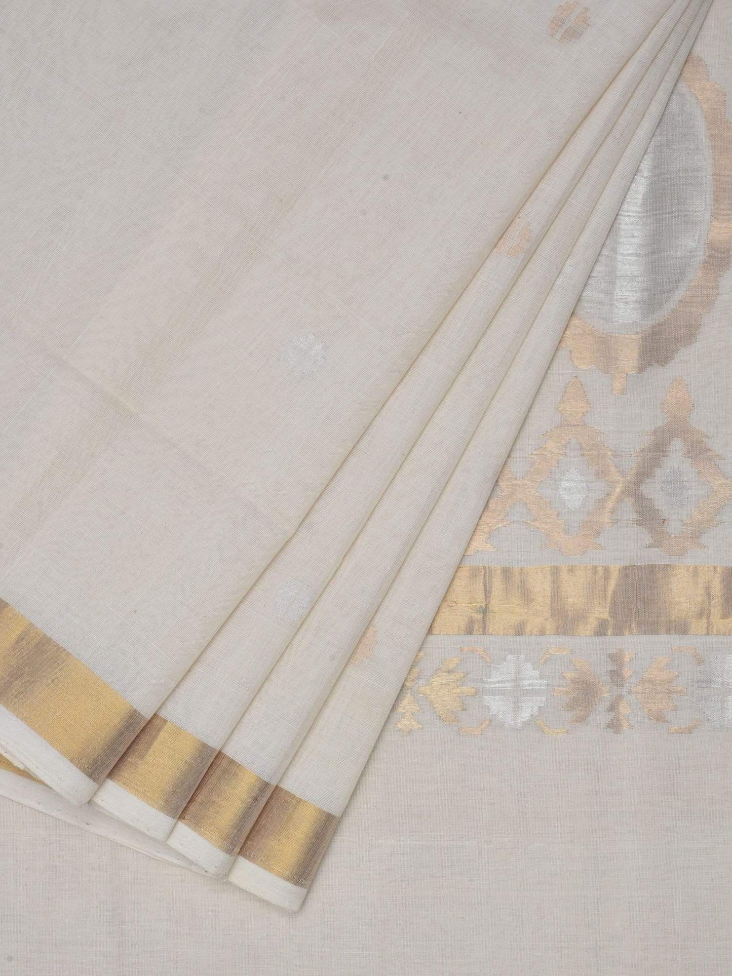 White Uppada Cotton Handloom Saree with Mango Pallu Design U1427