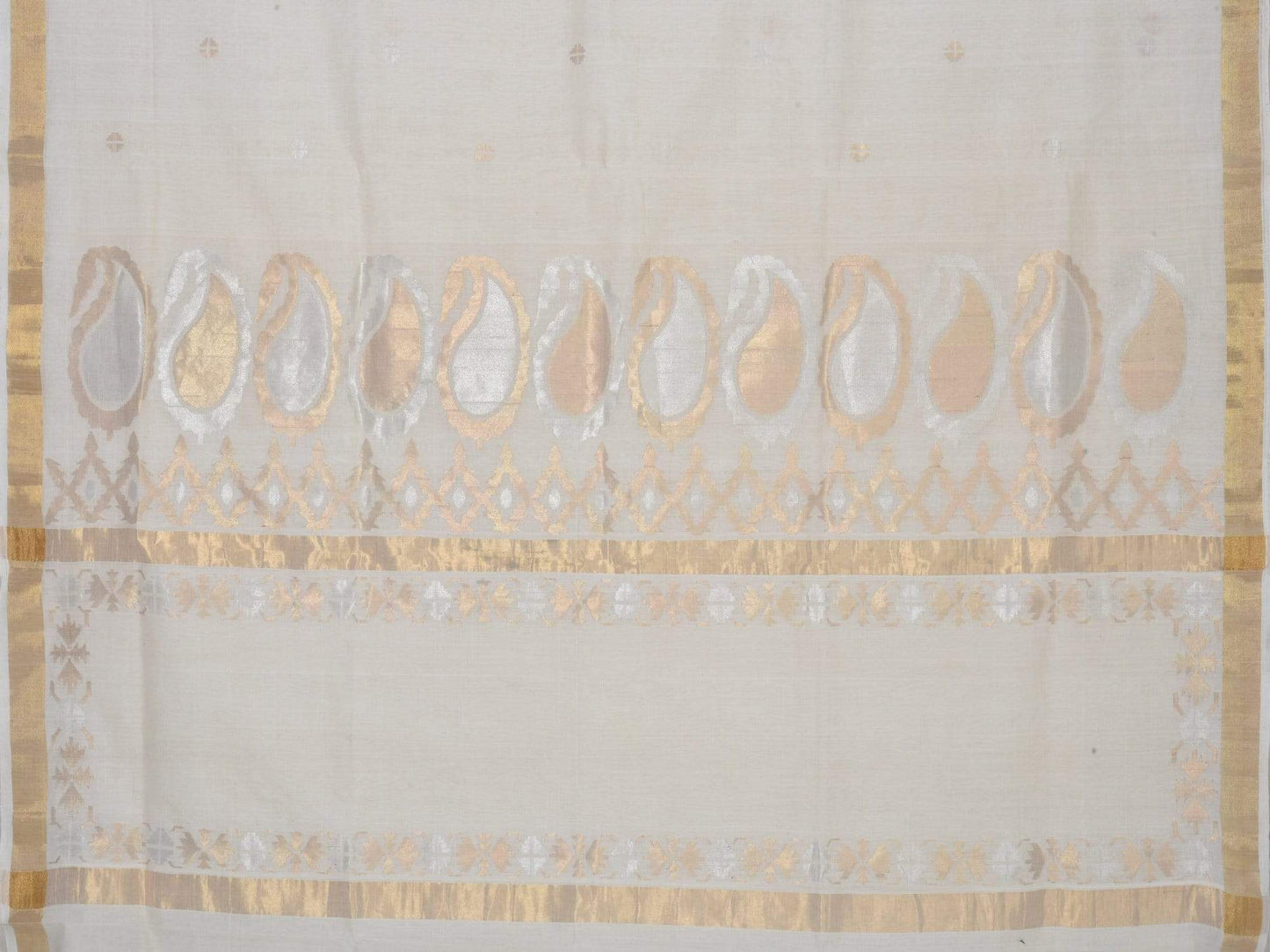 White Uppada Cotton Handloom Saree with Mango Pallu Design U1427