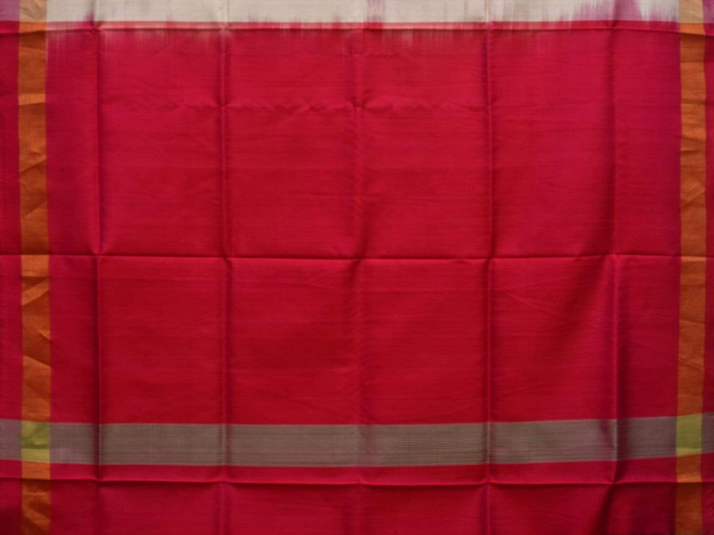 White Uppada Silk Handloom Plain Saree with Contrast Pallu Design u1736