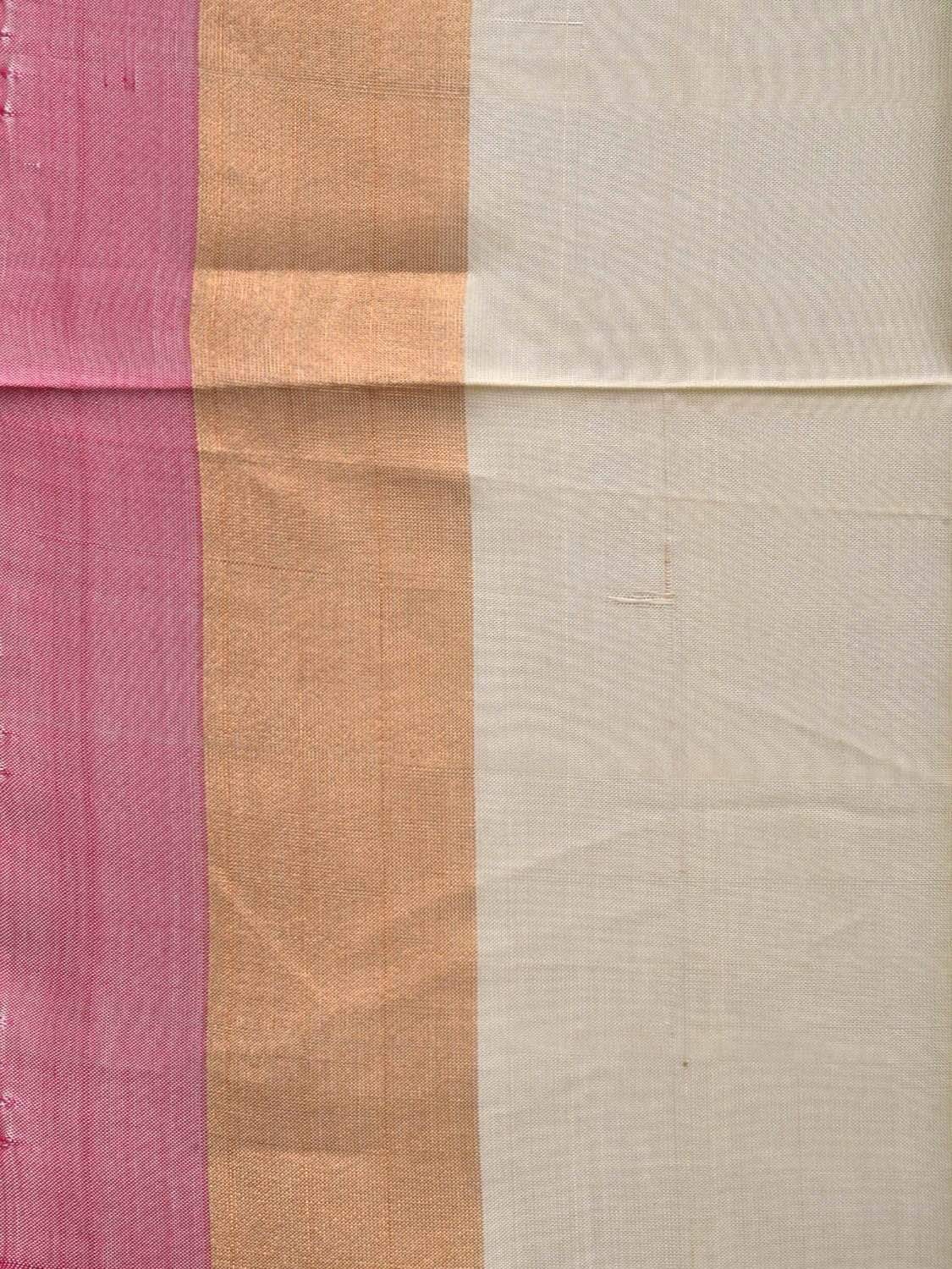 White Uppada Silk Handloom Plain Saree with Contrast Pallu Design u1736