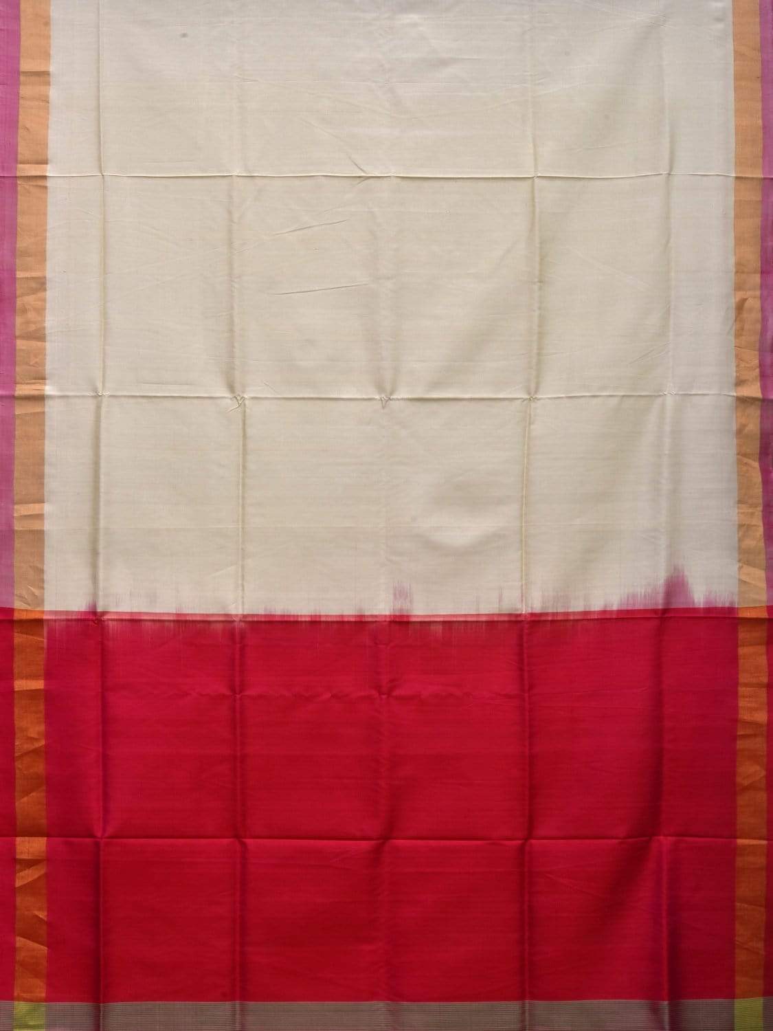 White Uppada Silk Handloom Plain Saree with Contrast Pallu Design u1736