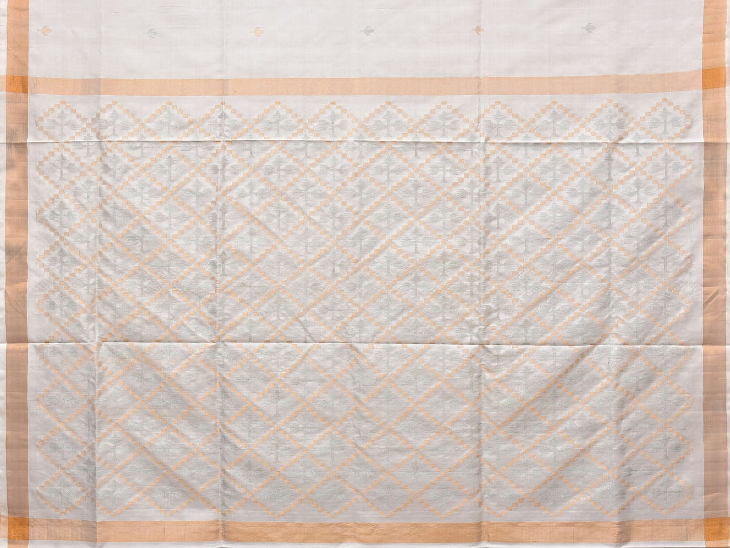 White Uppada Silk Handloom Saree with Jamdani Pallu Design u2069