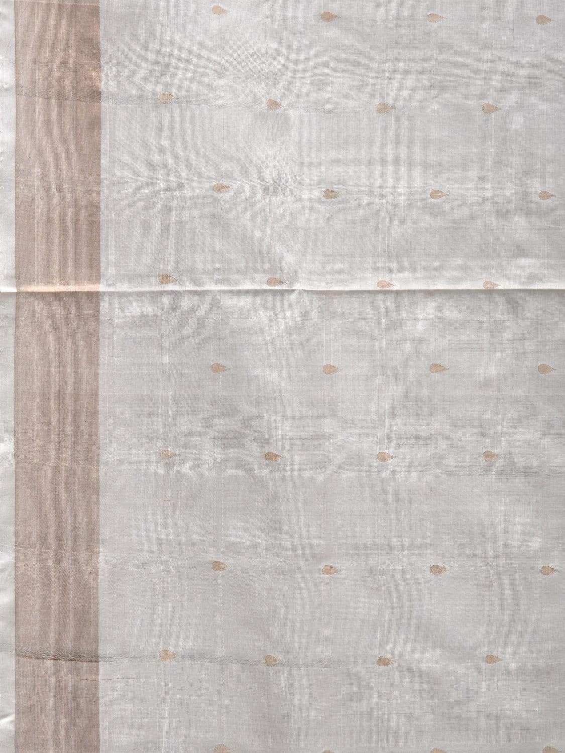 White Uppada Silk Handloom Saree with Small Deep Buta Design u1787