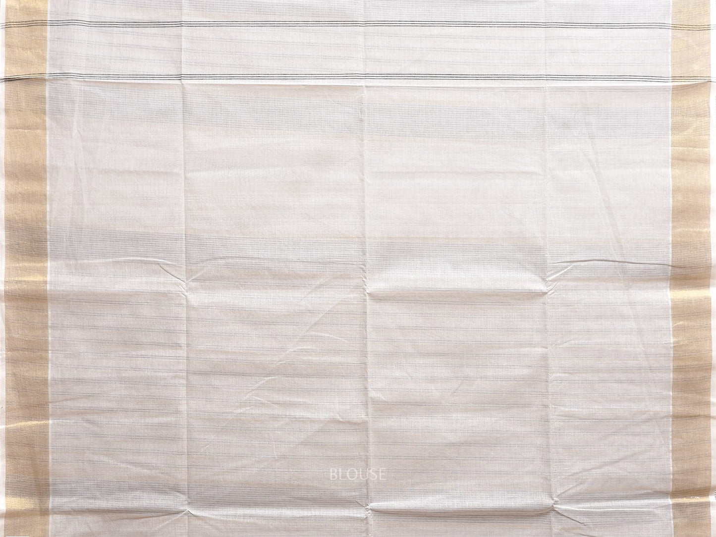 White Venkatagiri Cotton Saree with Strips Body and Pallu Design v0097