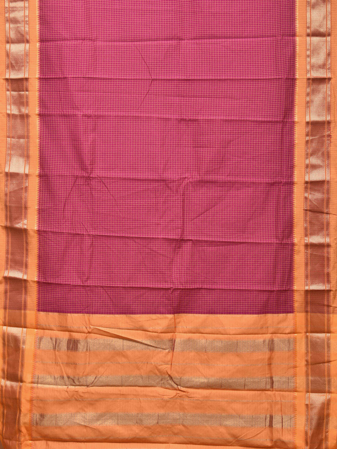 Wine and Mustard Bamboo Cotton Saree with Checks Design No Blouse bc0172